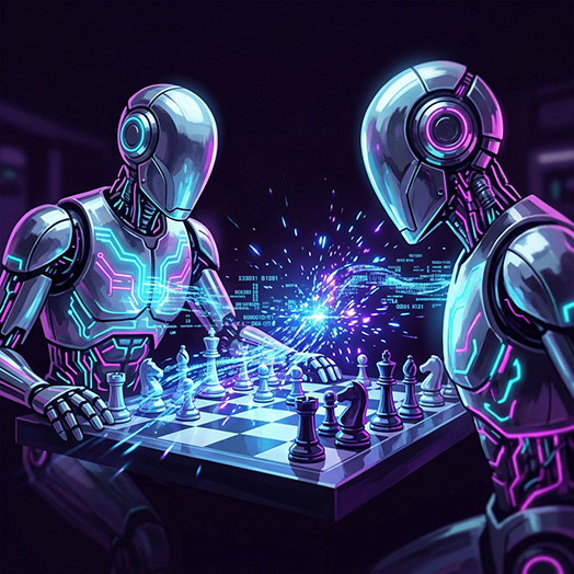 Two chess engine automatons dueling